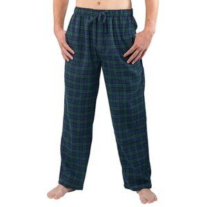NWOT Lands' End Men's XL Flannel Plaid Pajama Pants Elastic Waist Green & Black